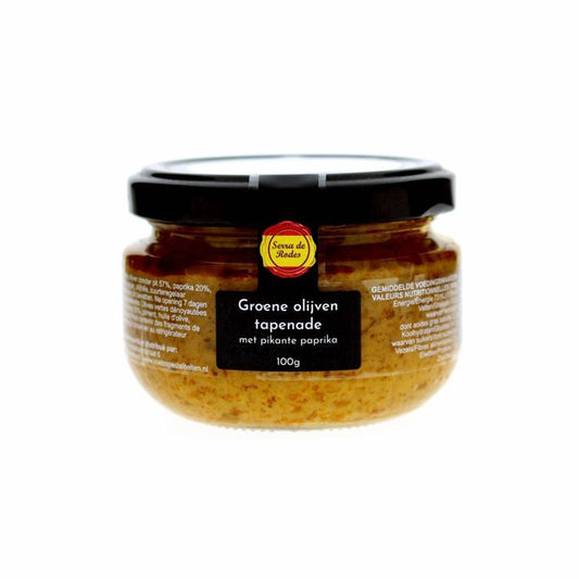 Tapenade serra de rodes groene olijven en pikante paprika