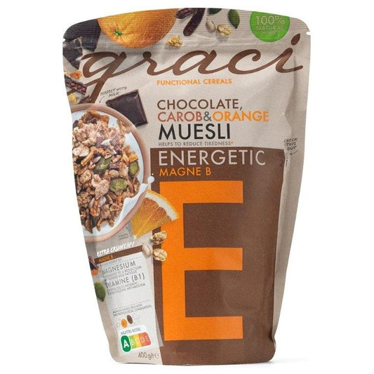 Muesli met chocolade en sinaasappel